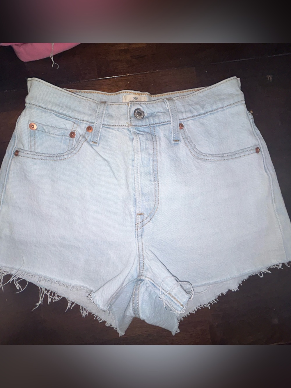Levi's Light Blue High-Rise Cutoff Denim Shorts